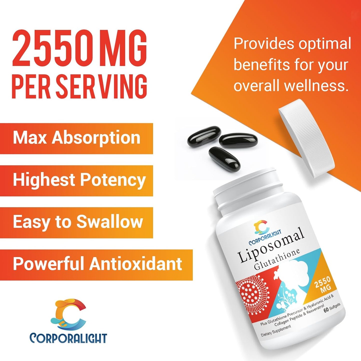 High Absorption Liposomal Glutathione Softgel Supplement, 180 Softgels - Made in USA, Gluten Free & Non-GMO - Master Antioxidant Formula