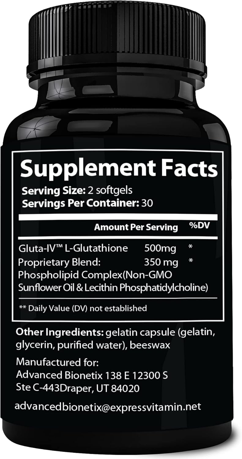 High Absorption Liposomal Glutathione Supplement | 120 Softgels | Antioxidant with Gluta-IV™ | 850mg