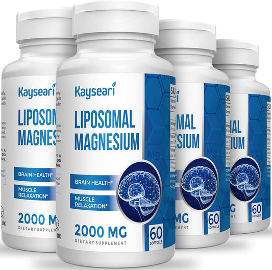 High Absorption Liposomal Magnesium 2000mg Capsules with Vitamin D3 & K2 for Brain, Memory, Bone, and Muscle Support - 60 Count for Men and Women