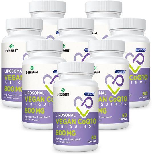 High Absorption Liposomal Ubiquinol CoQ10 800 MG Softgel Supplement, Vegan, Heart & Brain Support, Energy Production, 480 Softgels