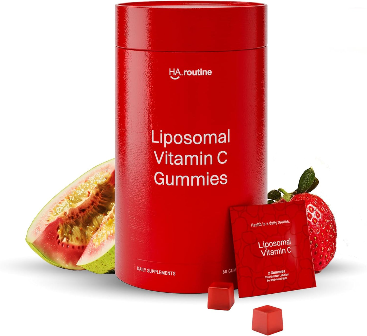High Absorption Liposomal Vitamin C Gummies - 500mg/Serving - 60 Vegan Gummies for Adults - Antioxidant & Energy Booster - Strawberry Guava