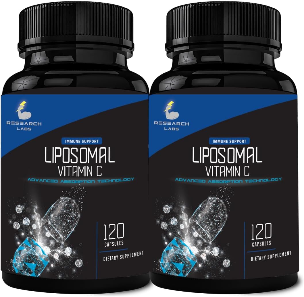 High Absorption Liposomal Vitamin C Supplement | 240 Capsules for Immune Support & Collagen Boost | 1000mg Buffered Formula | Non GMO & Fat Soluble | Research Labs Formula