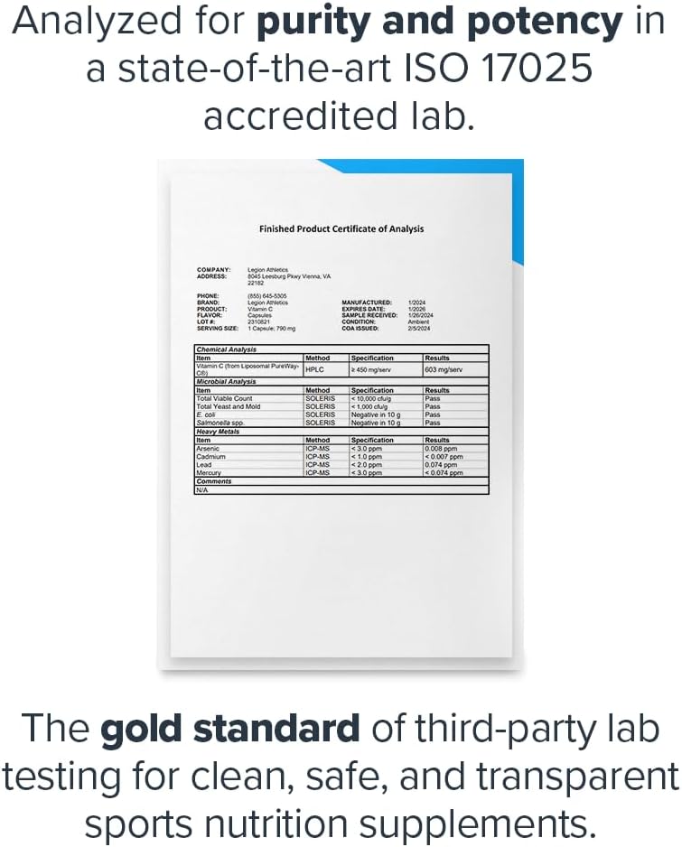 High Absorption Liposomal Vitamin C Supplement for Women & Men - Natural Immune System Support - 60 Capsules