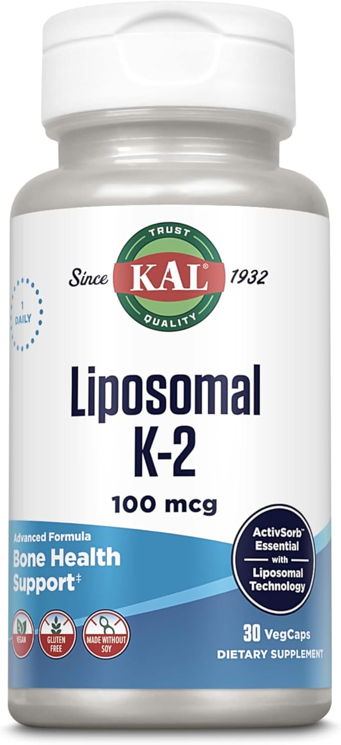 High Absorption Liposomal Vitamin K2 MK7 Supplement for Advanced Bone Support - Vegan Capsules, Gluten Free, Soy Free - 30 Servings