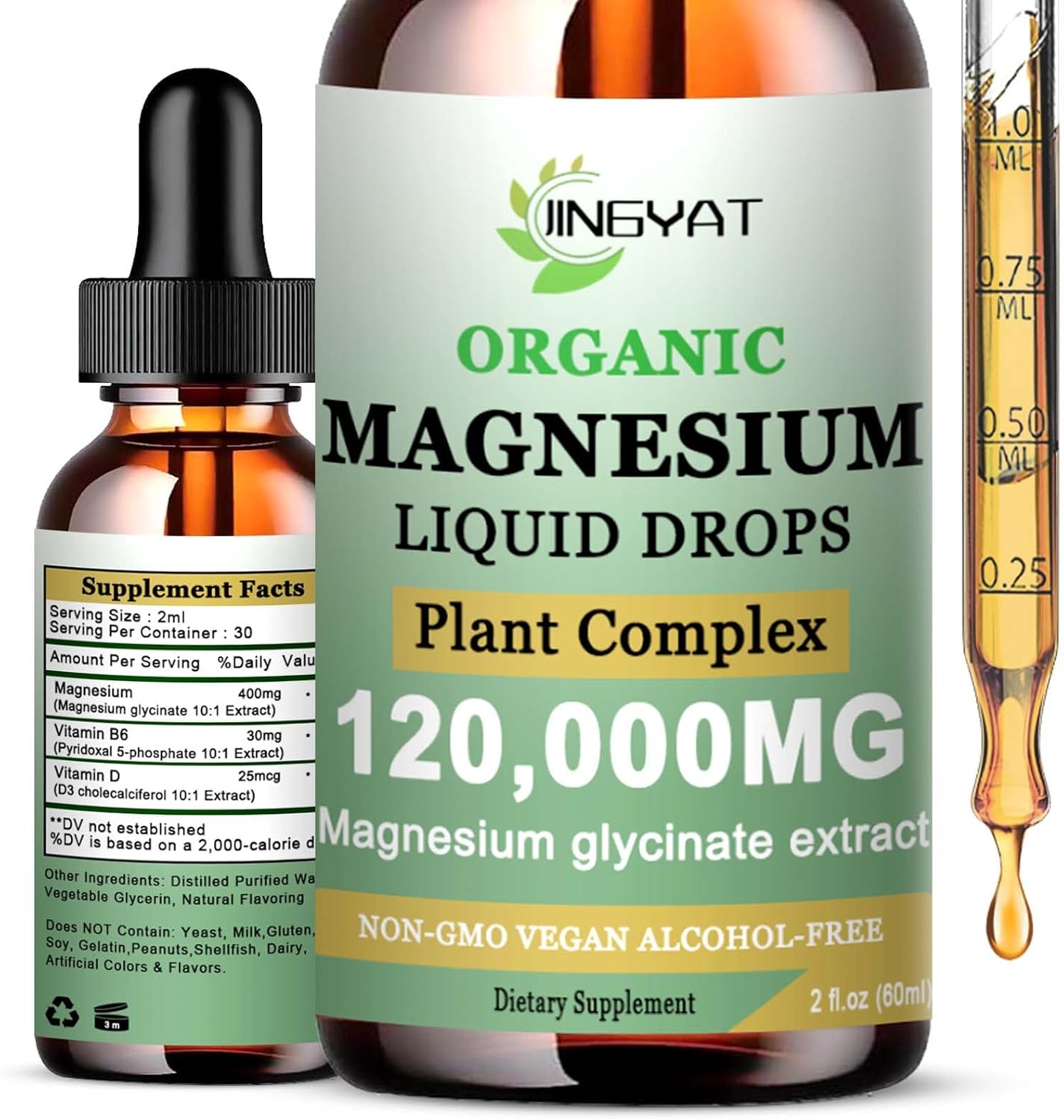 High Absorption Liquid Magnesium Glycinate Supplement with Vitamin D3&B6 - Promotes Sleep, Muscle, and Heart Health - 6X Potency Than Gummies and Powder