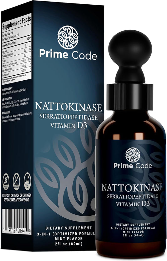 High Absorption Liquid Nattokinase Drops with Serratiopeptidase - Non-GMO & Gluten-Free Formula