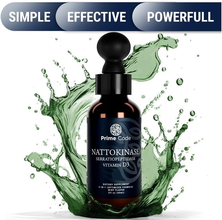 High Absorption Liquid Nattokinase Drops with Serratiopeptidase - Non-GMO & Gluten-Free Formula