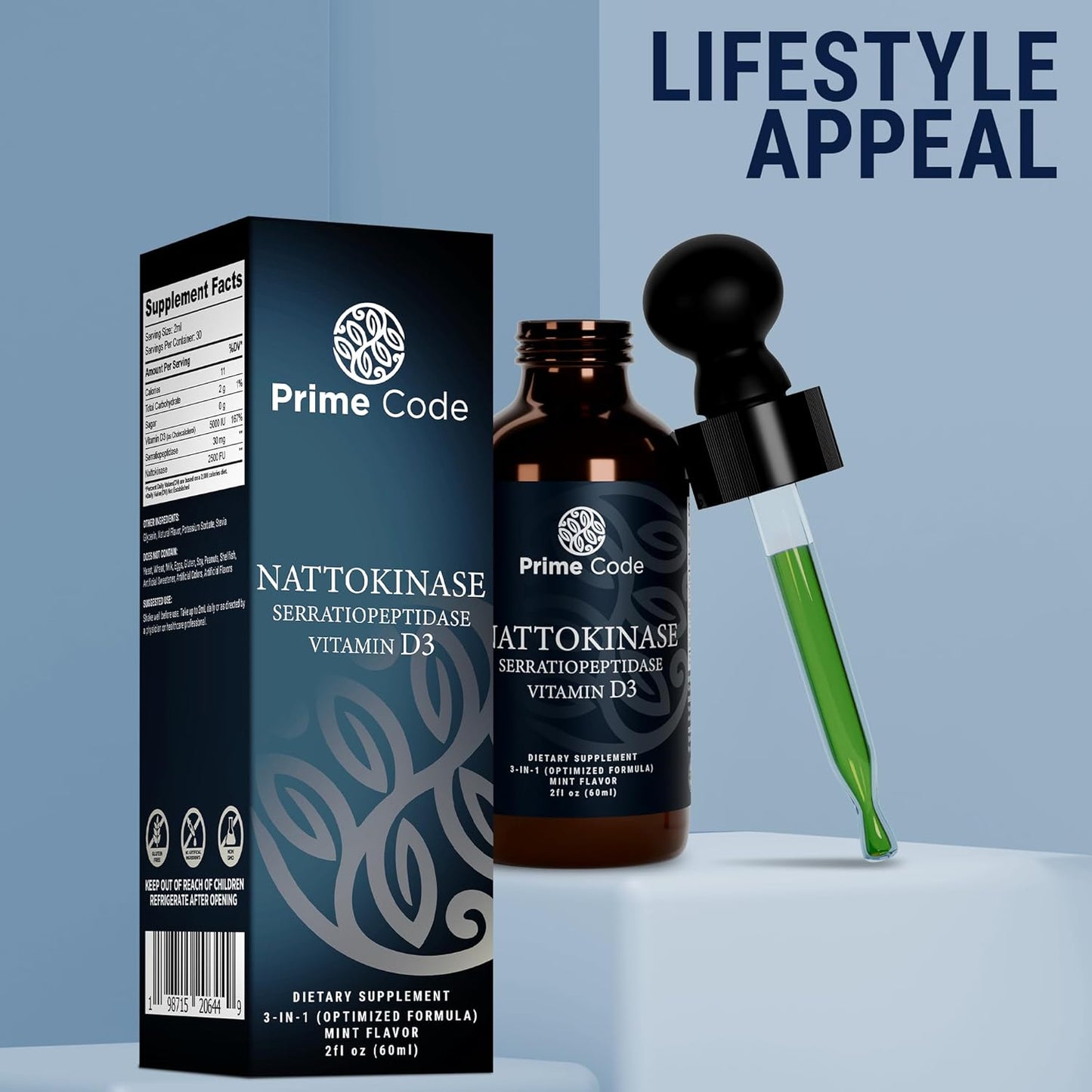 High Absorption Liquid Nattokinase Drops with Serratiopeptidase - Non-GMO & Gluten-Free Formula