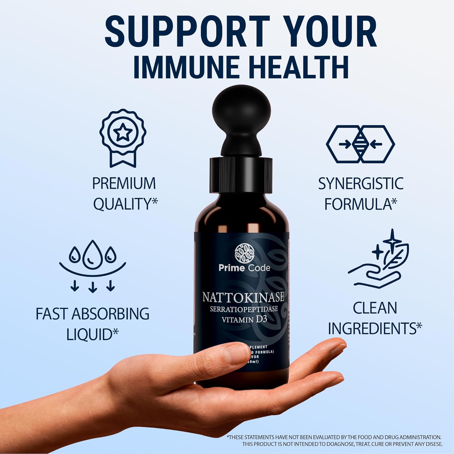 High Absorption Liquid Nattokinase Drops with Serratiopeptidase - Non-GMO & Gluten-Free Formula