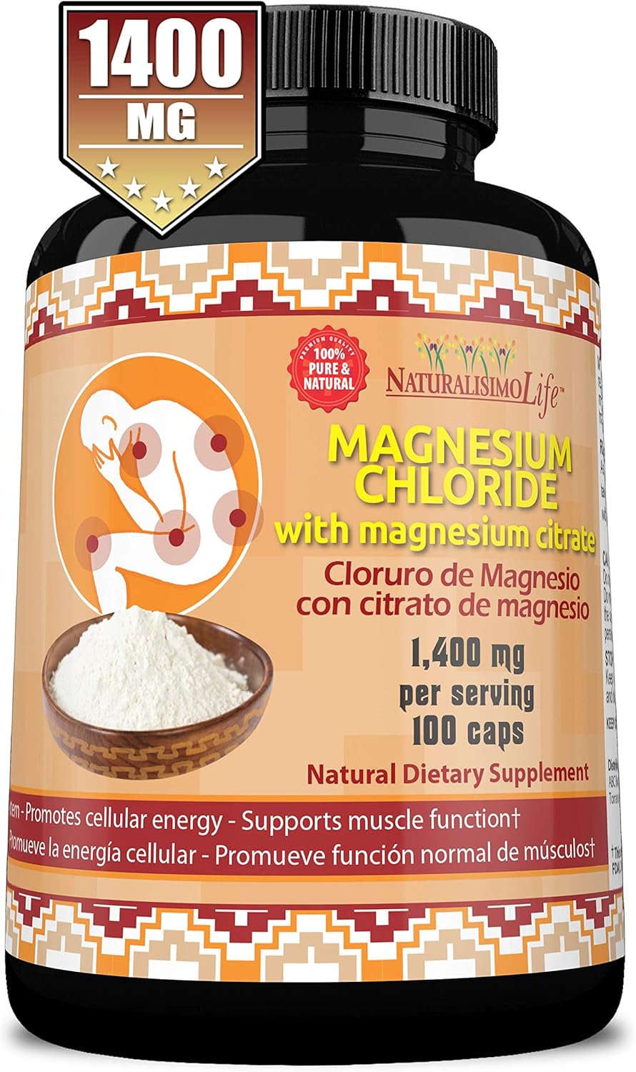High Absorption Magnesium Chloride (Cloruro de Magnesio) Capsules - 1,400 per Serving - NaturalisimoLife