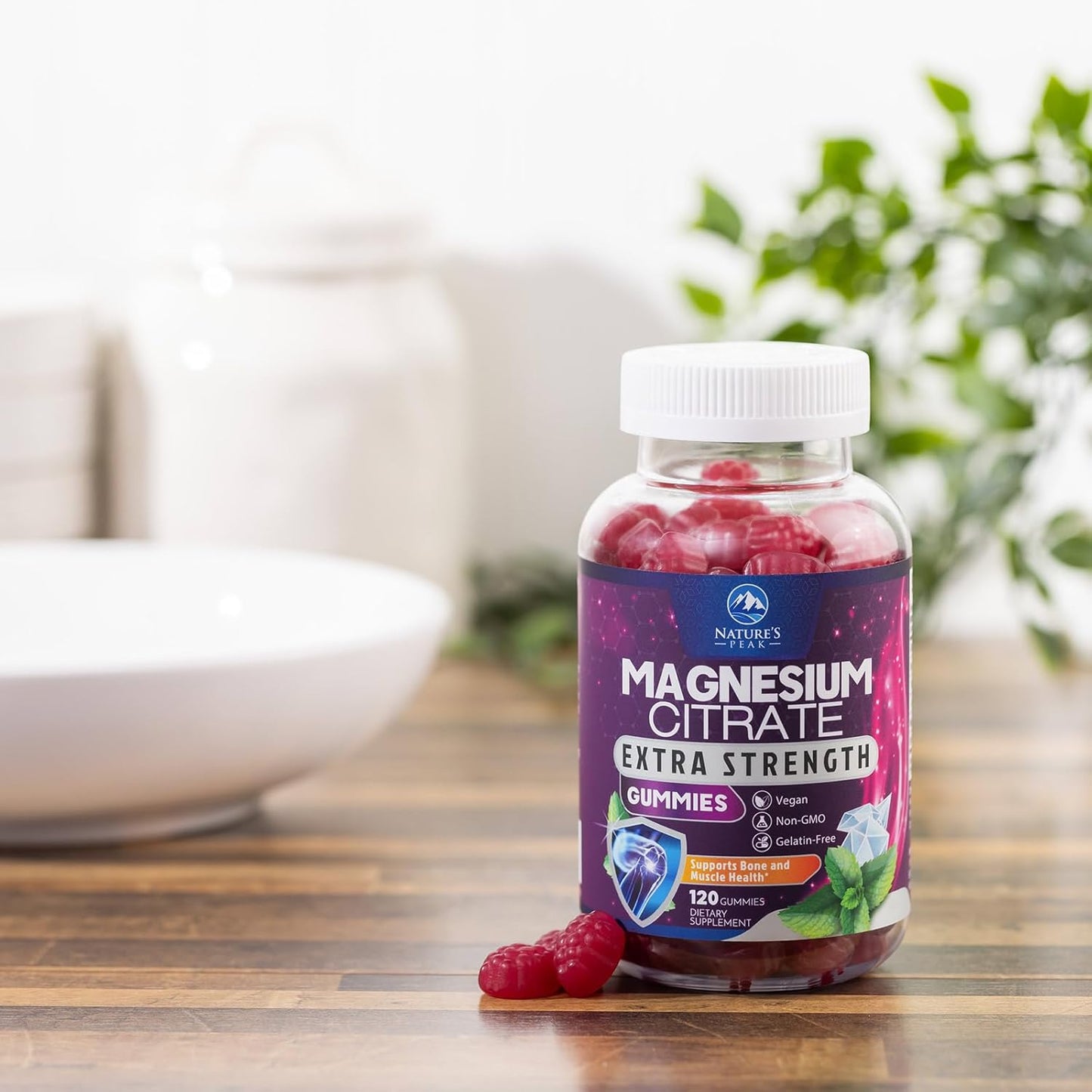 High Absorption Magnesium Citrate Gummies for Adults & Kids - Bone, Muscle, Heart Support - Vegan, Gluten Free - 120 Gummies
