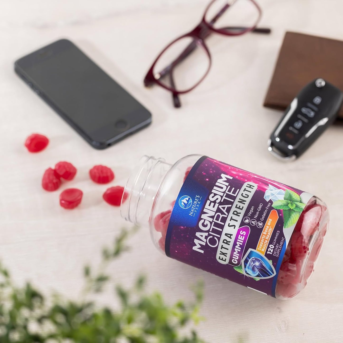 High Absorption Magnesium Citrate Gummies for Adults & Kids - Bone, Muscle, Heart Support - Vegan, Gluten Free - 120 Gummies