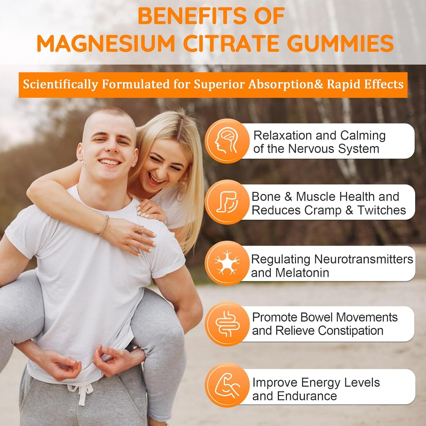 High Absorption Magnesium Citrate Gummies with Ashwagandha - 2000mg for Adults - Supports Sleep, Bone Health, Muscle Relaxation - 120 Gummies