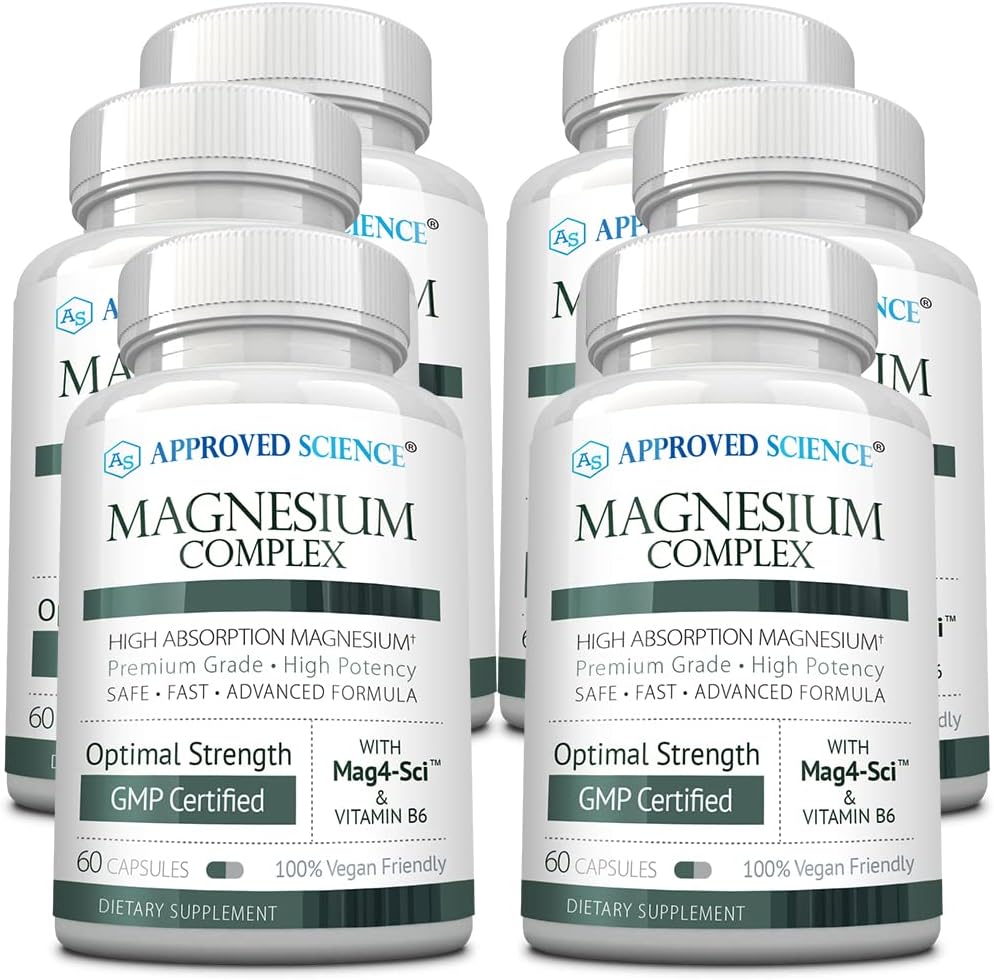 High Absorption Magnesium Complex - Bisglycinate, Malate, Citrate, Oxide - Heart, Headache, Cramp Relief - 360 Capsules, 6 Month Supply - Non-GMO, Vegan Formula