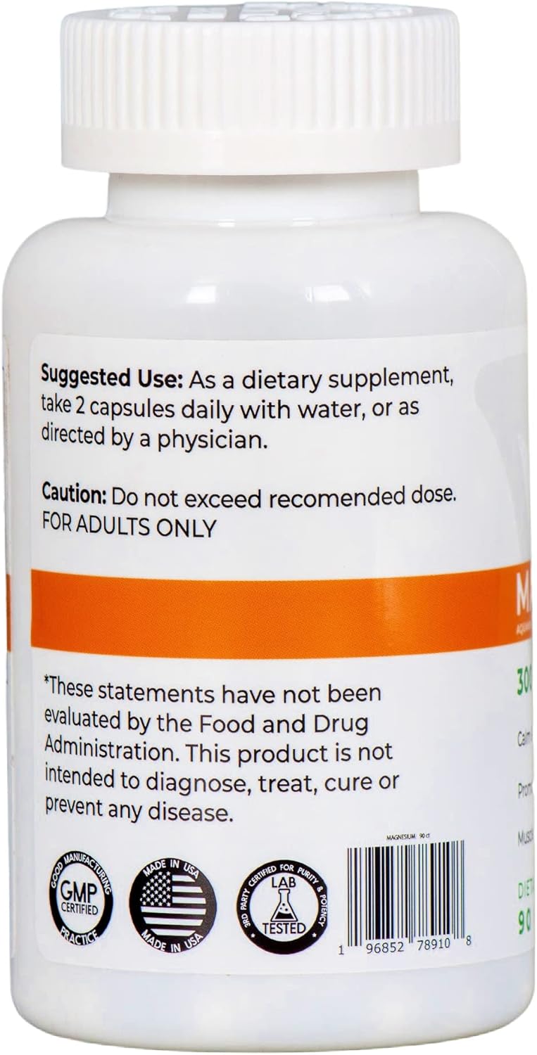 High Absorption Magnesium Complex Capsules - 300mg Magnesium Glycinate, Aquamin & Citrate for Muscle Relaxation, Sleep Aid - Vegan, Non-GMO - 45 Servings