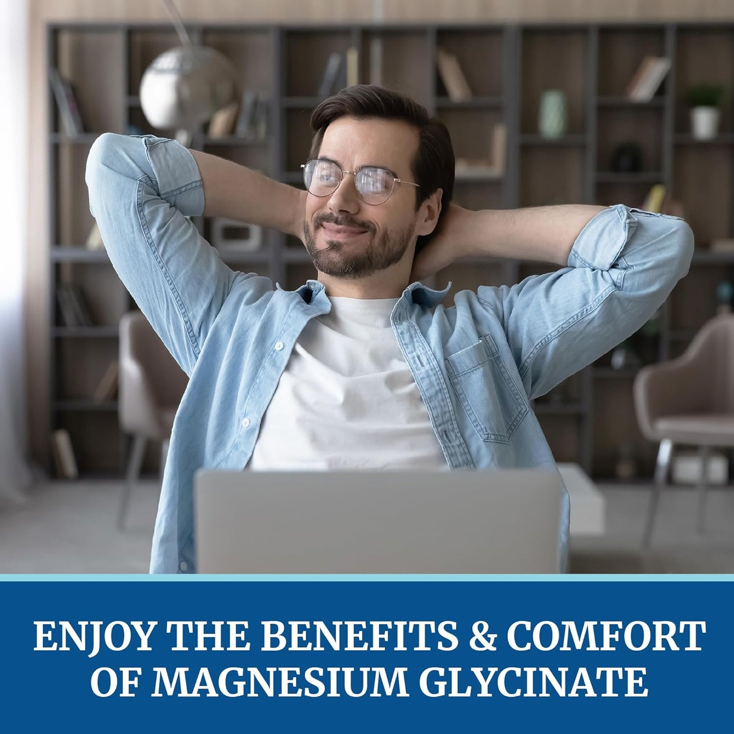 High Absorption Magnesium Glycinate 500mg Supplement for Muscle Relaxation, Bones, Heart, Nerve, Sleep, and Calm Support - 60ct