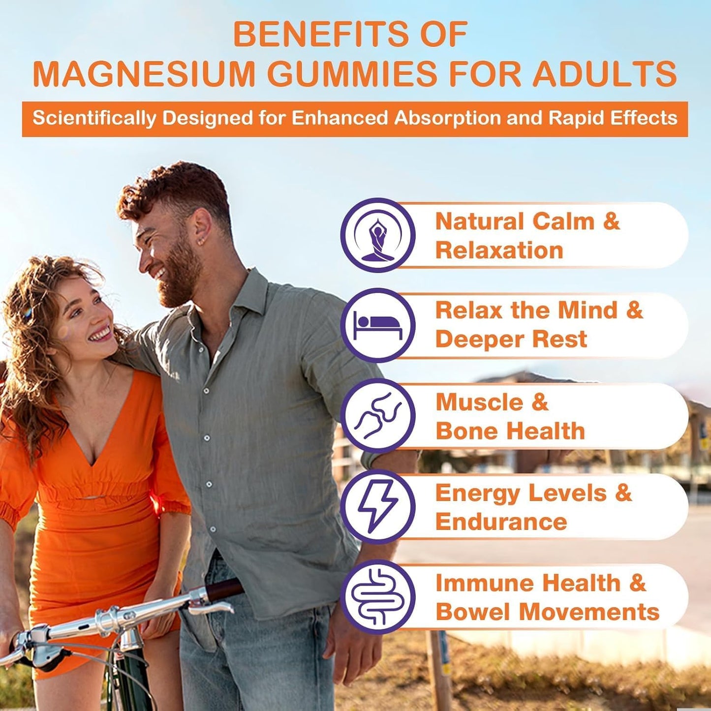High Absorption Magnesium Glycinate Gummies for Adults - 1500mg with Magnesium L-Threonate, Ashwagandha, and B6 - Muscle & Bone Support, Relaxation & Energy - Pack of 5