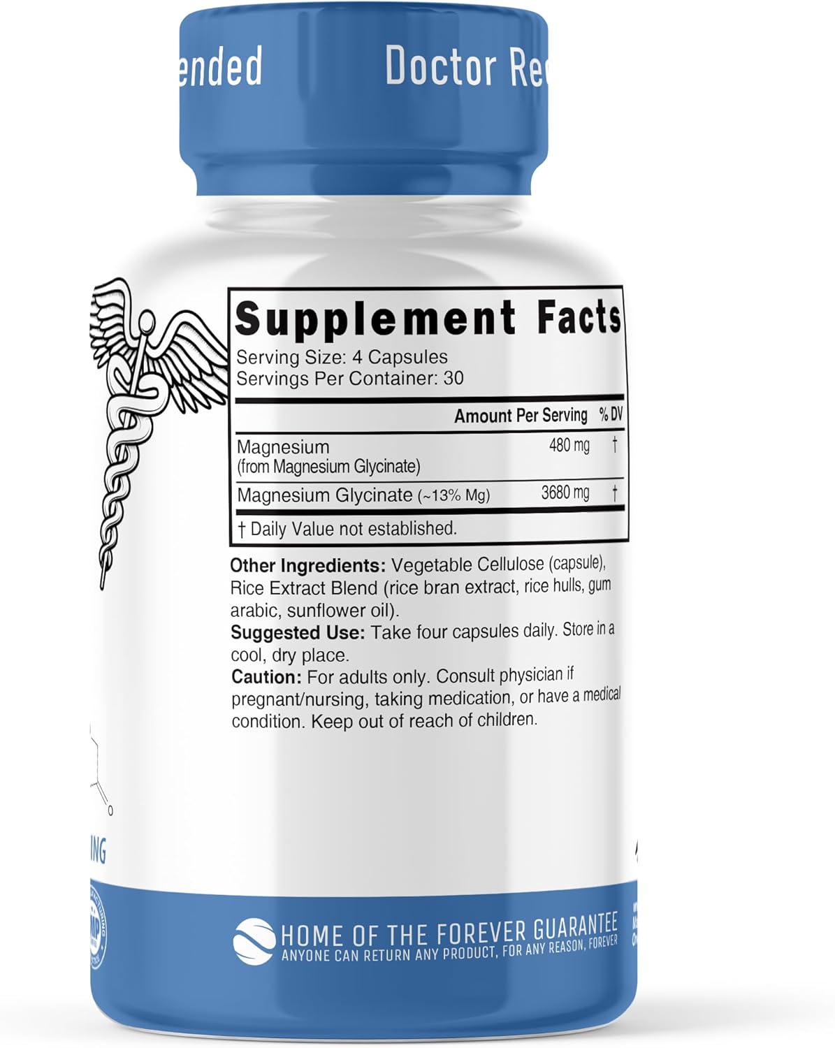 High Absorption Magnesium Glycinate Supplement - 3680mg (480mg Elemental Magnesium), Chelated for Potency - 120 Capsules