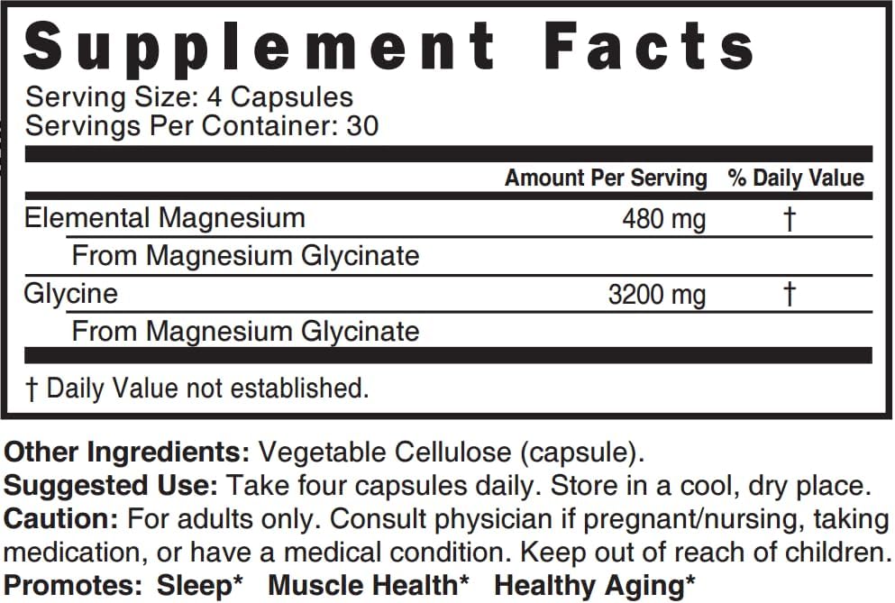 High Absorption Magnesium Glycinate Supplement - 3680mg (480mg Elemental Magnesium), Chelated for Potency - 120 Capsules