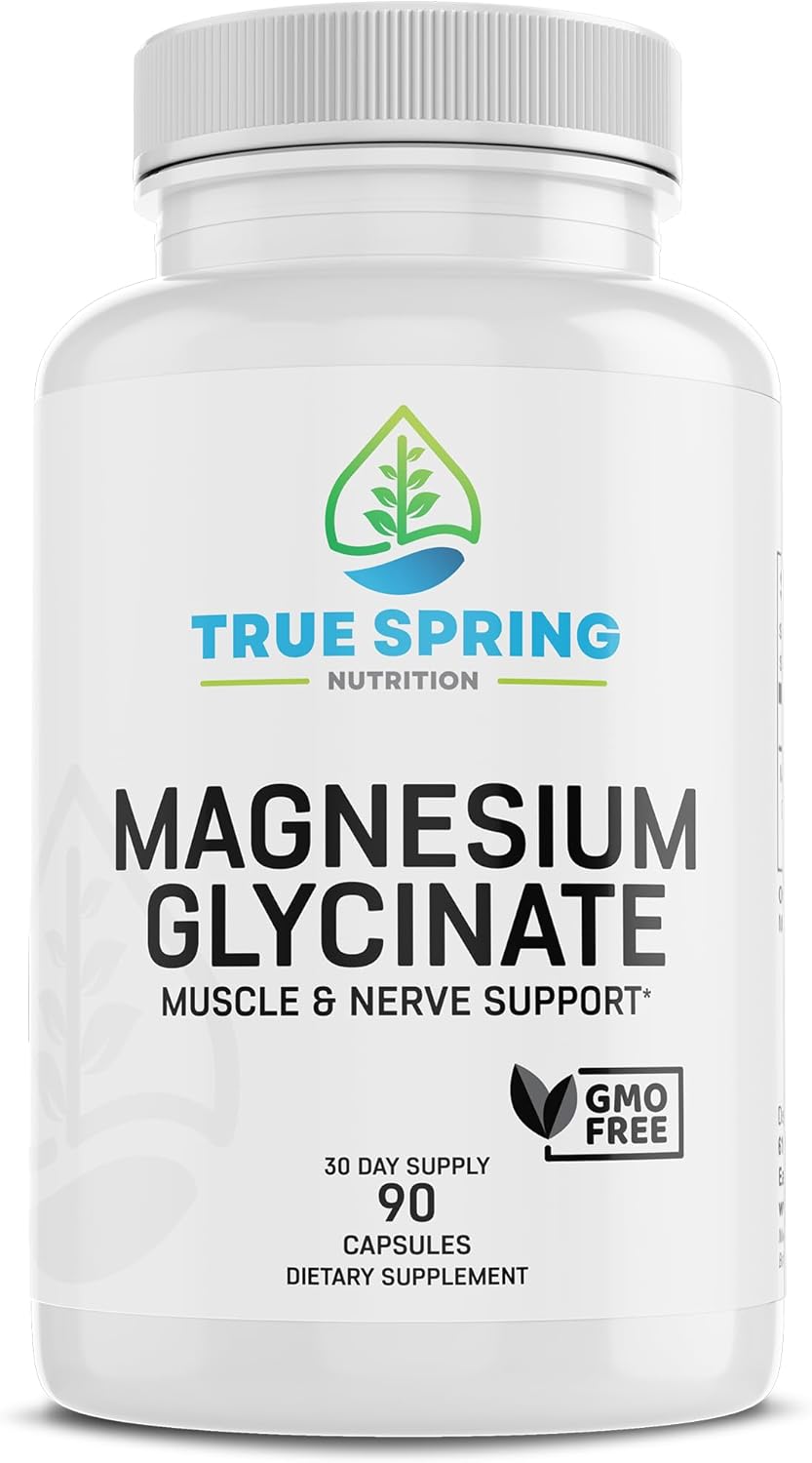 High Absorption Magnesium Glycinate Supplement for Stress Relief, Sleep, Muscle Recovery, Nerve Support, and Heart Health - 90 Capsules - Made in USA