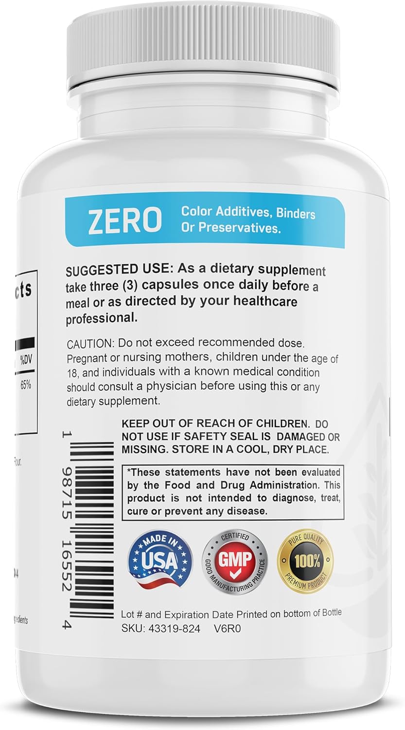 High Absorption Magnesium Glycinate Supplement for Stress Relief, Sleep, Muscle Recovery, Nerve Support, and Heart Health - 90 Capsules - Made in USA