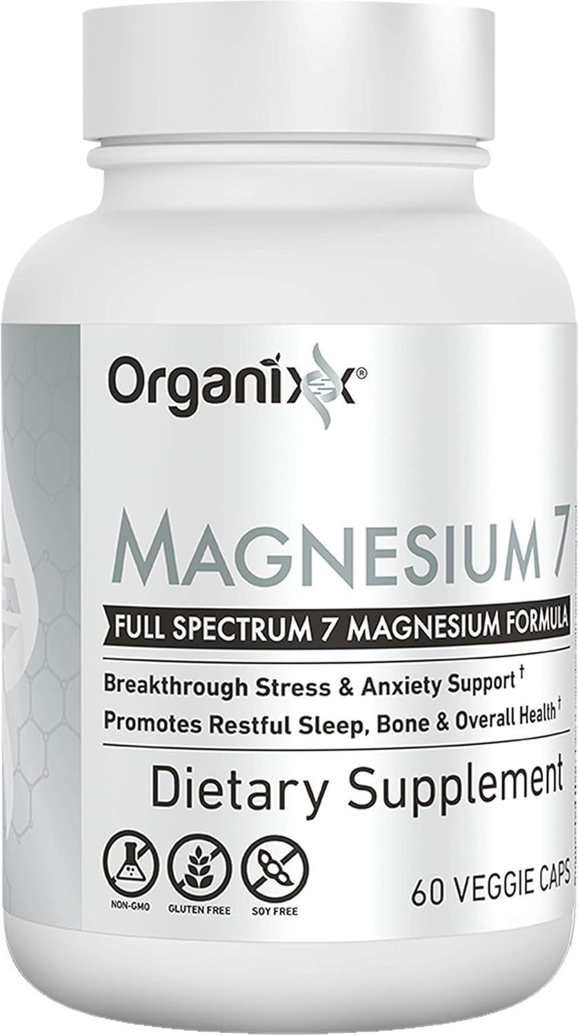 High Absorption Magnesium Glycinate Supplement with 7 Types of Magnesium Complex, Vitamin B6, Manganese Citrate - Supports Sleep, Muscle & Heart Health - Gluten Free, Vegan, Non GMO - 60 Capsules