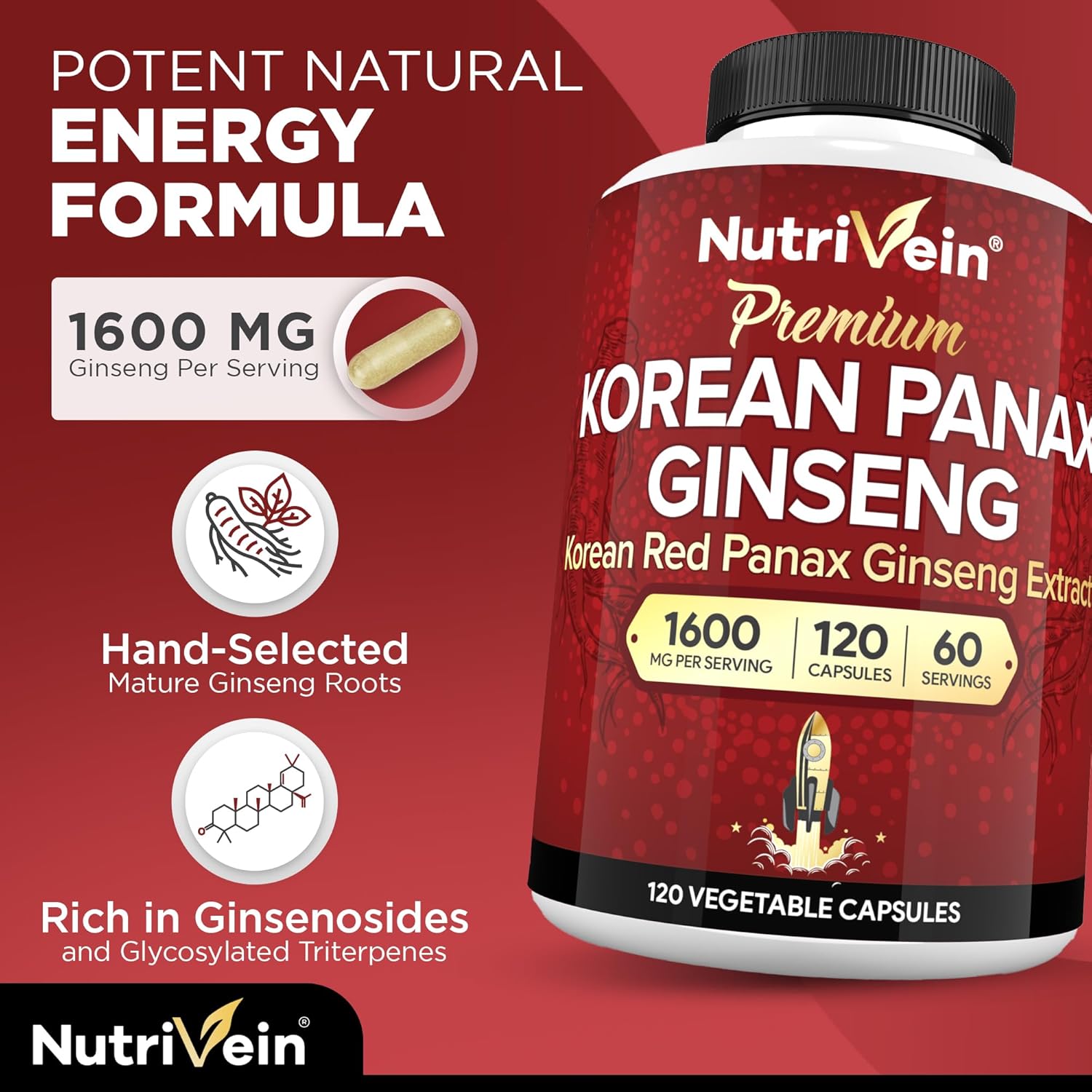 High-Absorption Magnesium L-Threonate & Panax Ginseng Supplement Bundle for Brain, Mood, & Vitality - Nutrivein Premium Pair