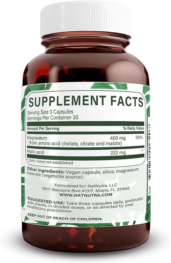 High Absorption Mega Magnesium 400mg Supplement with Amino Acid Chelate for Muscle Growth and Heart Health - 90 Capsules