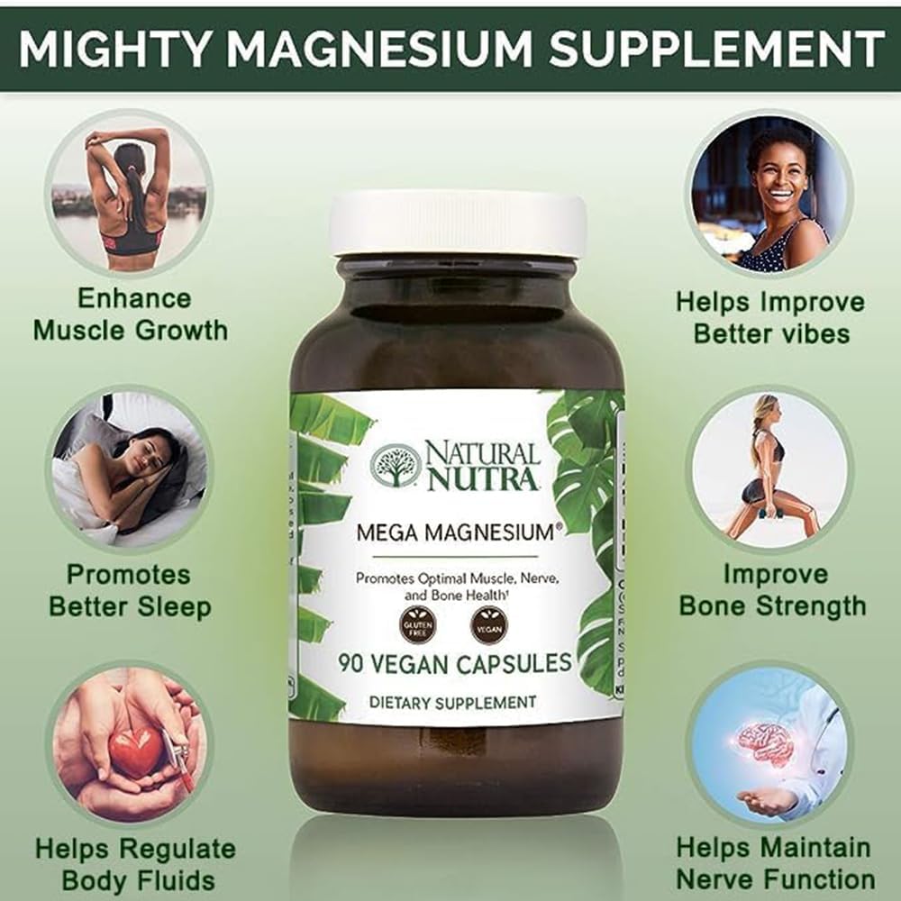 High Absorption Mega Magnesium 400mg Supplement with Amino Acid Chelate for Muscle Growth and Heart Health - 90 Capsules