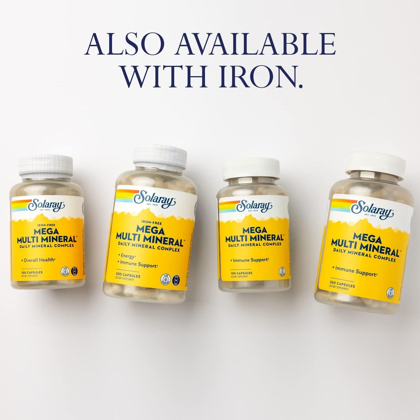 High Absorption Multi Mineral Complex with Calcium, Magnesium, Zinc - Iron-Free Formula for Energy and Immune Support - 200 Capsules, 60-Day Guarantee