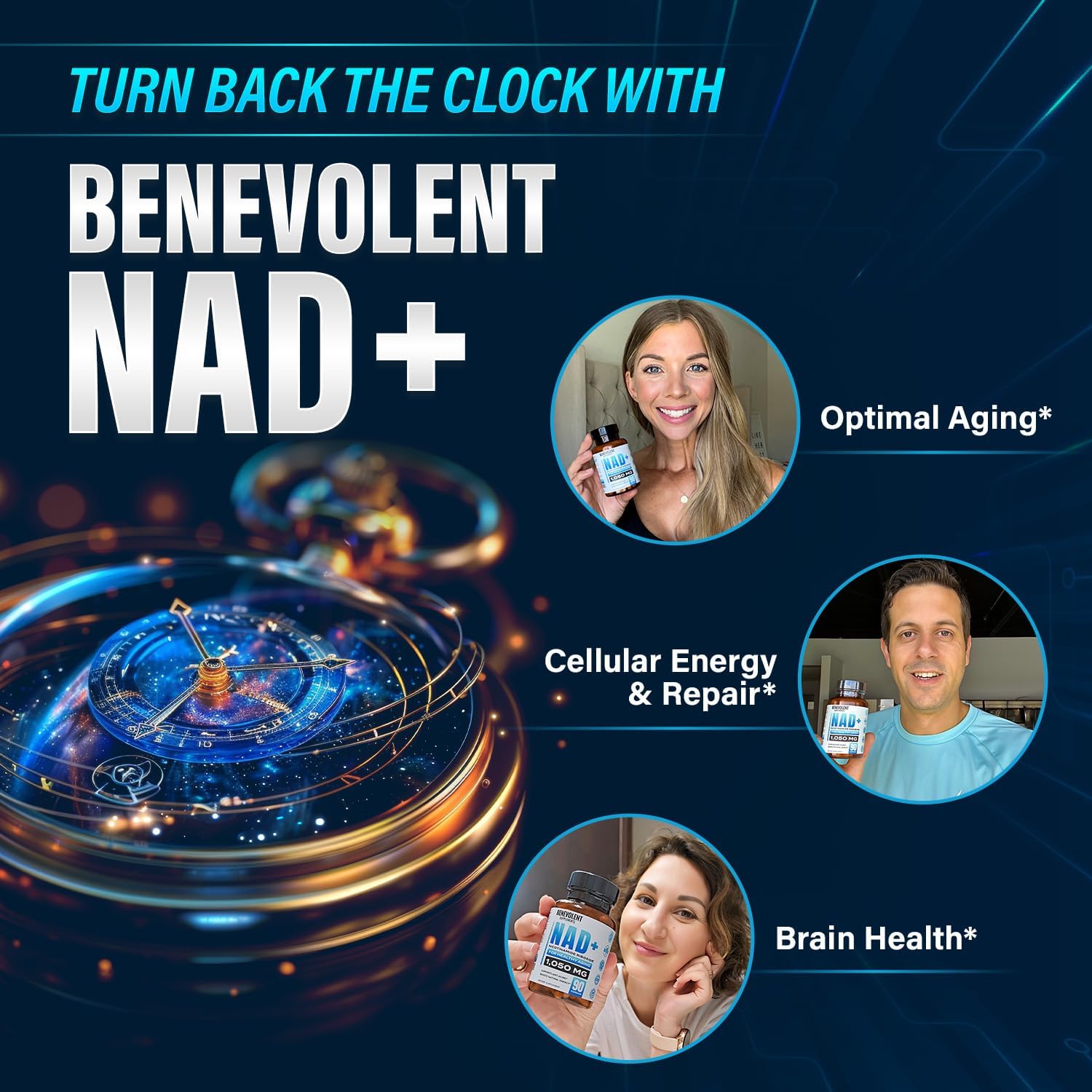 High Absorption NAD+ Supplement 1050mg with NMN Alternative - Cell Regenerator for Energy & Healthy Aging - Nicotinamide Riboside, Trans-Resveratrol & TMG