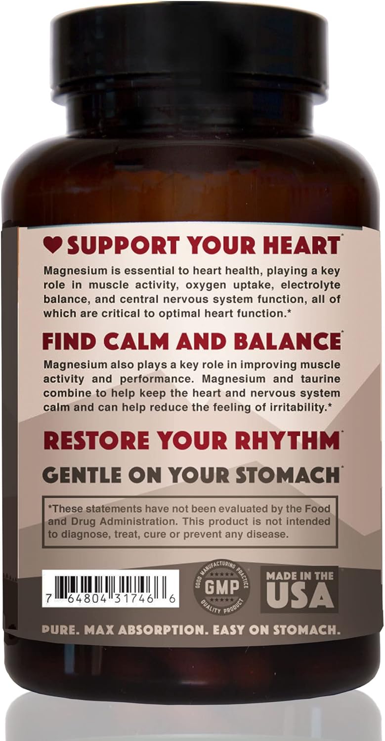 High Absorption Natural Rhythm Magnesium Taurate Capsules - 750mg (150mg Magnesium) - 120 Count