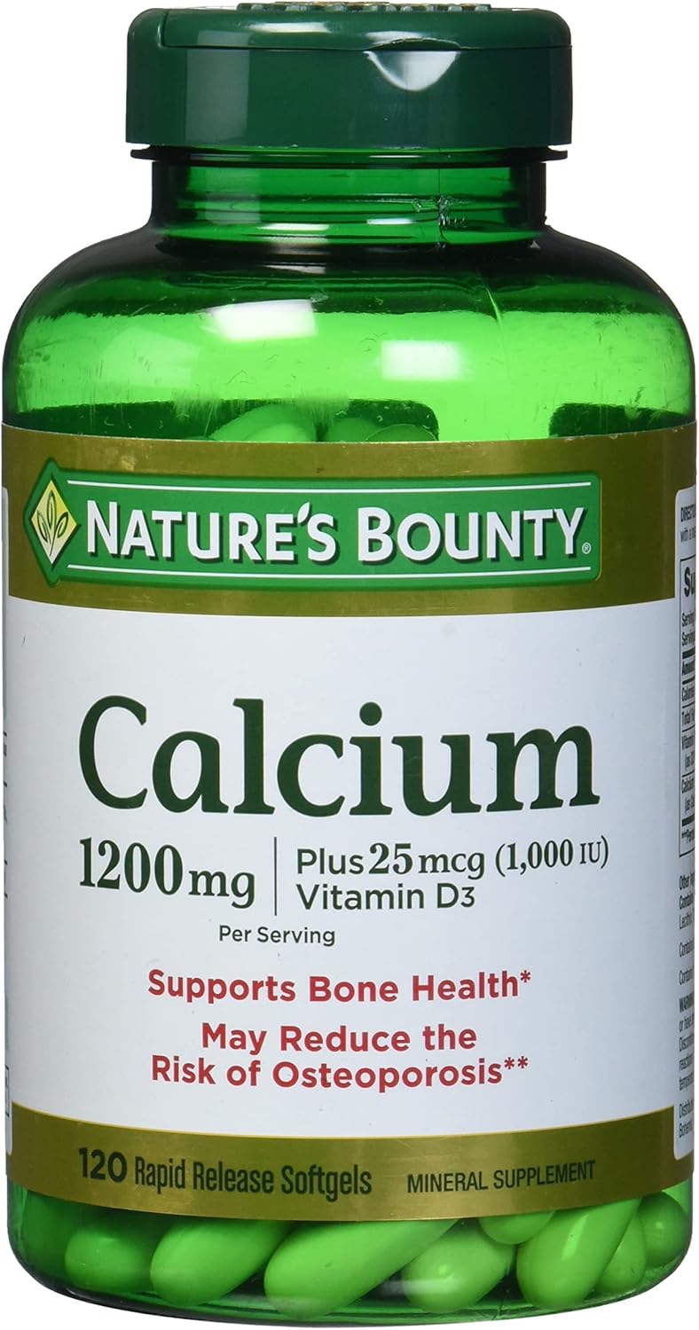 High Absorption Nature's Bounty Calcium with Vitamin D, 1200 mg, Liquid Filled - 120 Count