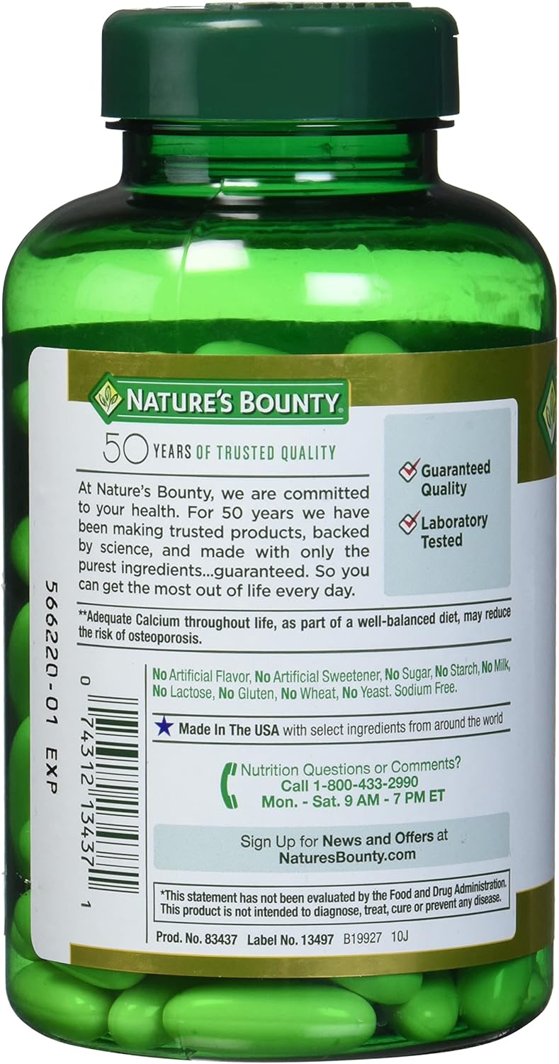 High Absorption Nature's Bounty Calcium with Vitamin D, 1200 mg, Liquid Filled - 120 Count