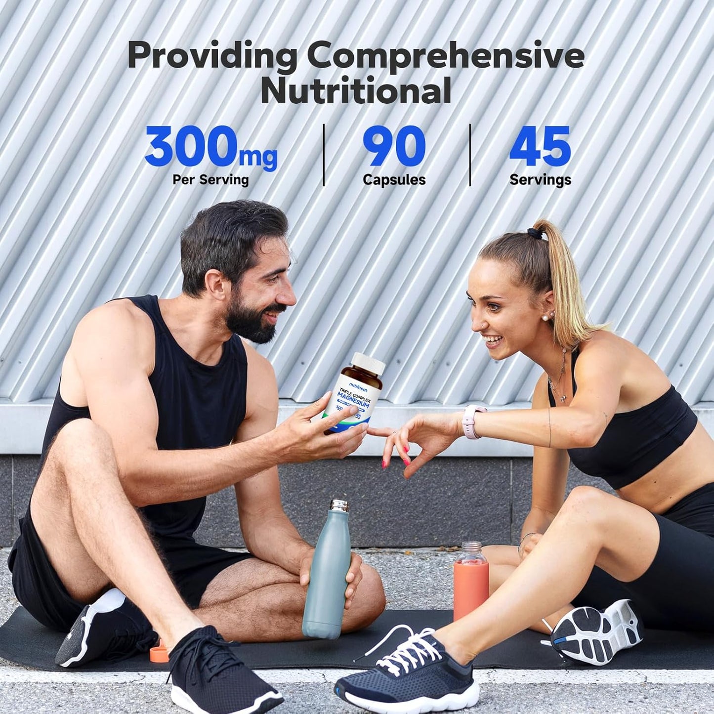 High Absorption NutriNeat Triple Magnesium Complex Capsules, 90 Count, 300mg Magnesium Glycinate, Citrate & Malate, Muscle Vitality Enhancing Supplement for Performance & Strength Boost