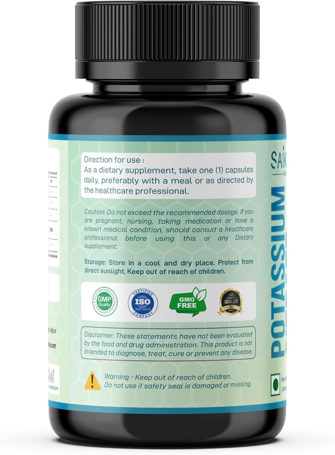 High Absorption Potassium Citrate Supplement - 800mg, 60 Servings for Electrolyte Balance, Kidney & Bone Health