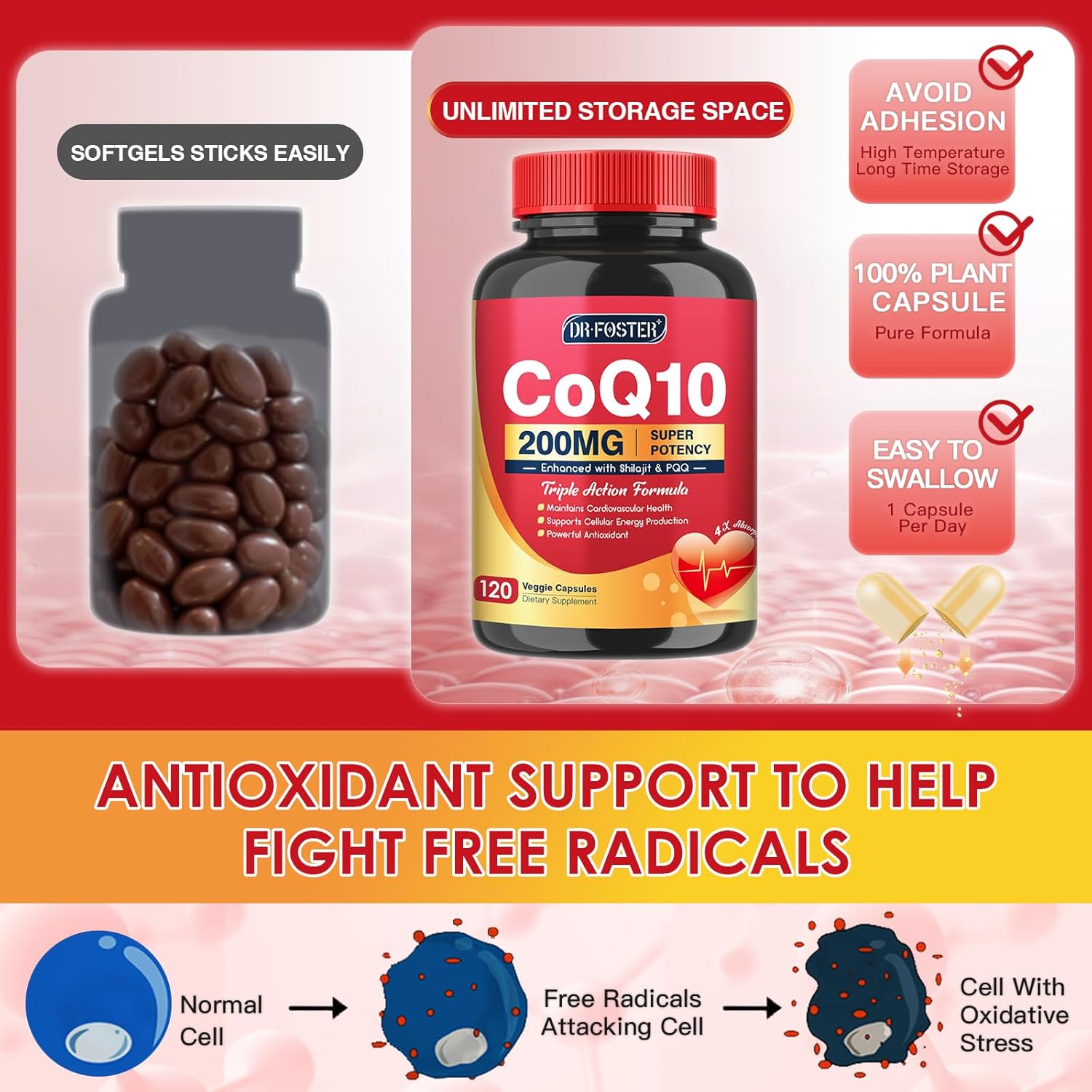 High Absorption Quinovit CoQ10 200mg with PQQ, Shilajit & Bioperine - Heart, Brain, and Energy Support - 120 Capsules