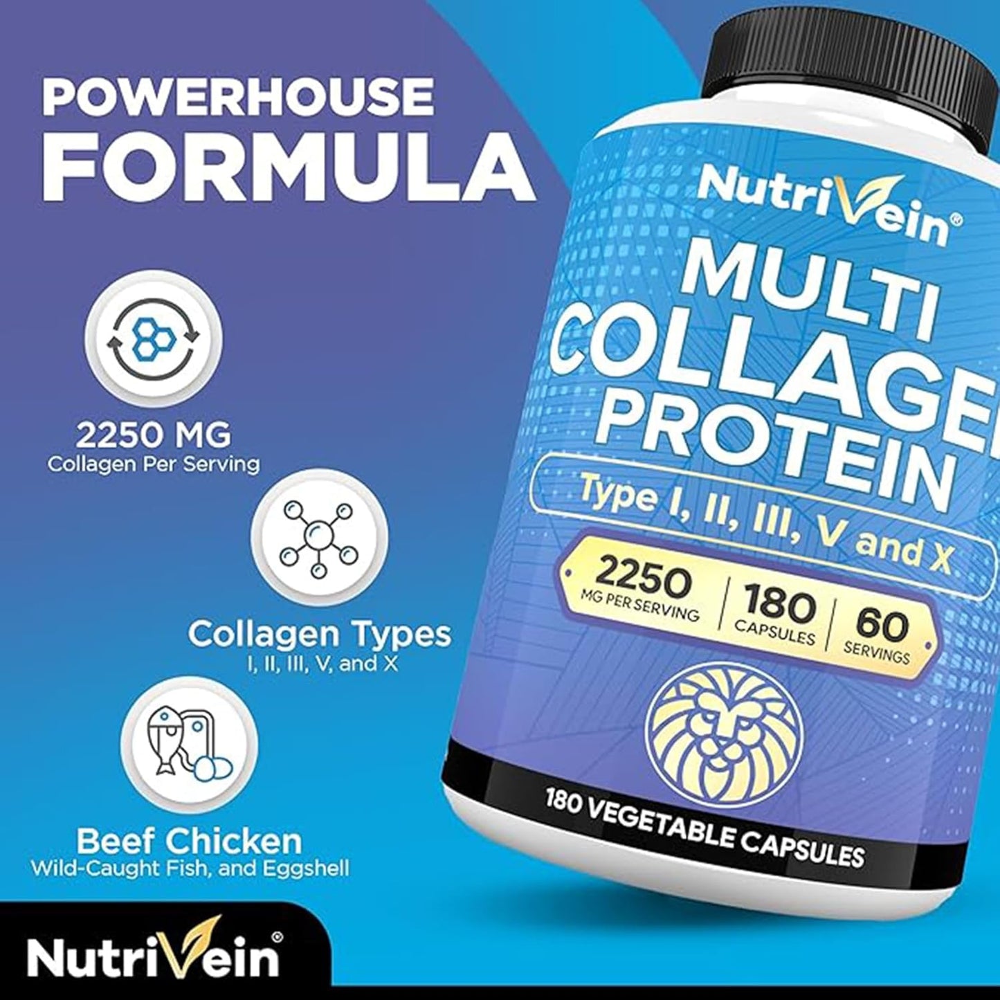 High-Absorption Resveratrol & Multi Collagen Capsules: Nutrivein Premium Bundle for Mobility & Well-Being