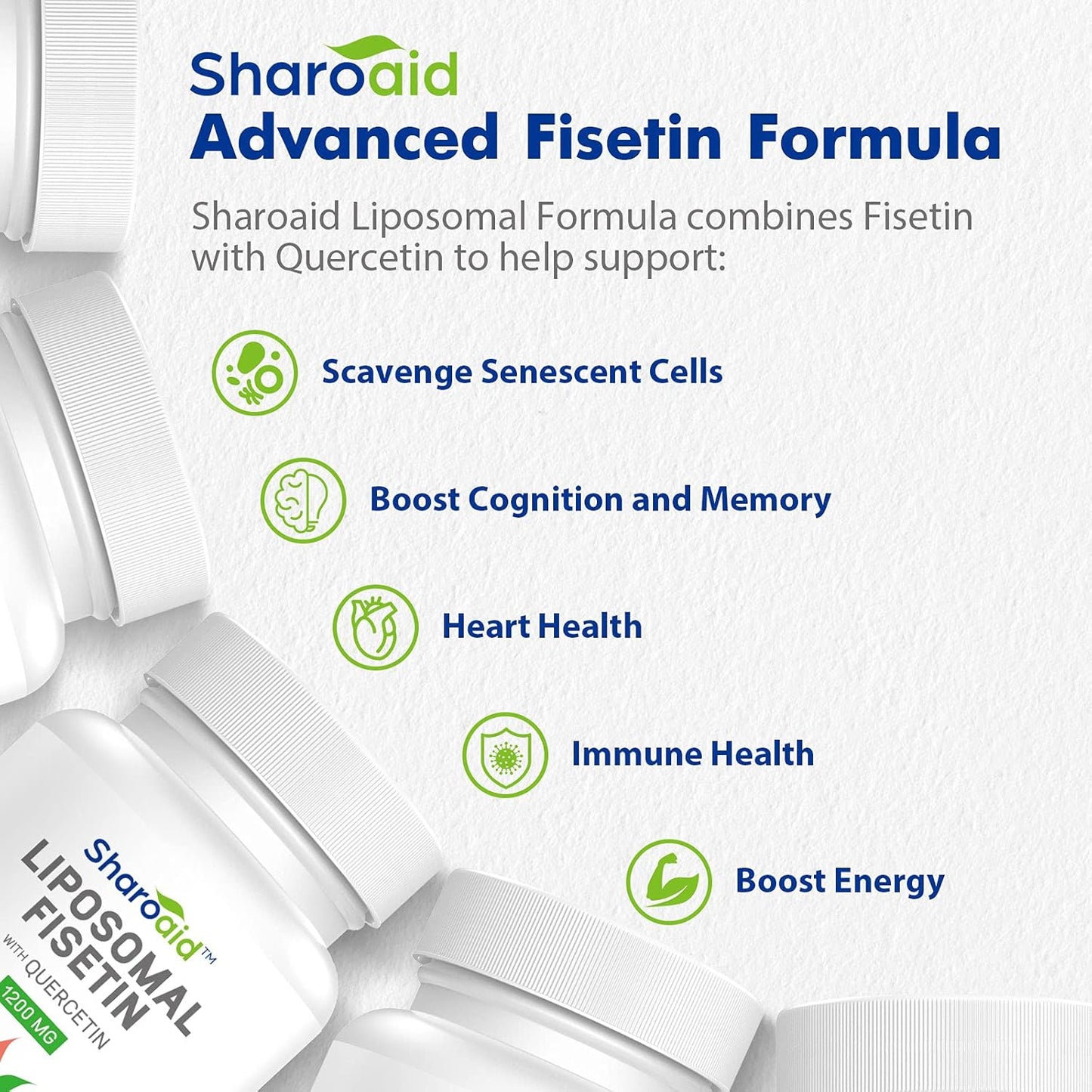 High Absorption Sharoaid Liposomal Fisetin and Quercetin Supplements - 1200 mg - 6 Bottles - 360 Softgels - Non-GMO - Gluten-Free - Polyphenols Antioxidants for Men and Women