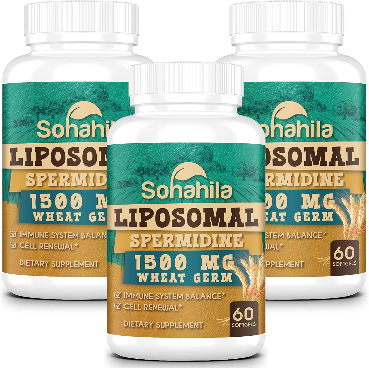 High Absorption Spermidine Supplement for Cellular Renewal - 15mg with Zinc & Thiamin - Anti-Aging Defense & Energy Boost - 180 Softgels