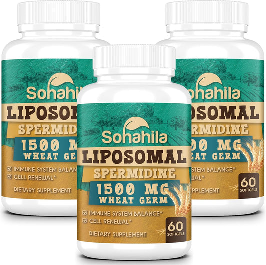 High Absorption Spermidine Supplement for Cellular Renewal - 15mg with Zinc & Thiamin - Anti-Aging Defense & Energy Boost - 180 Softgels
