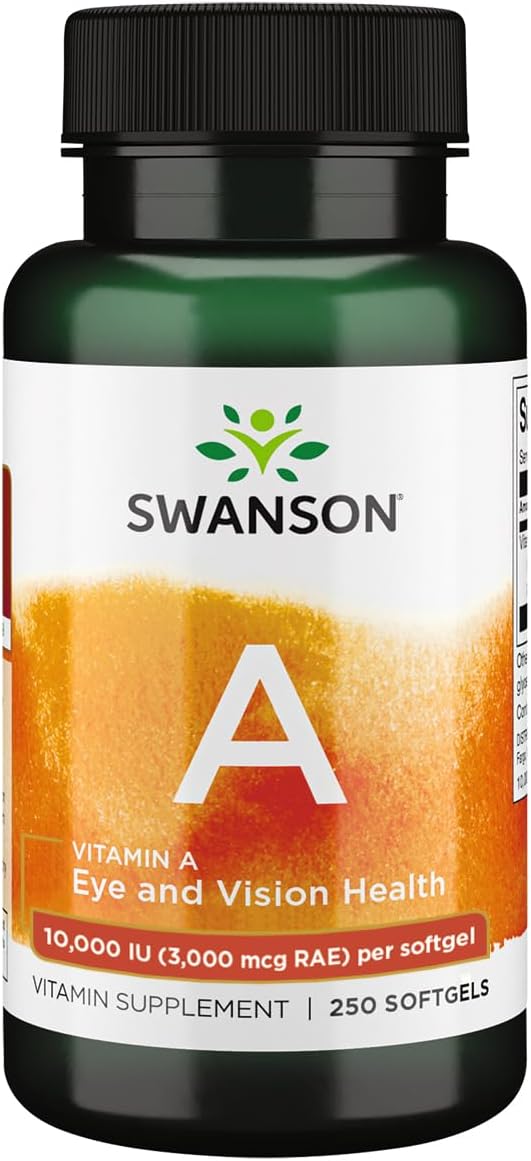 High Absorption Swanson Vitamin A 10,000 IU Softgels for Bone, Skin, Vision, & Immune Health