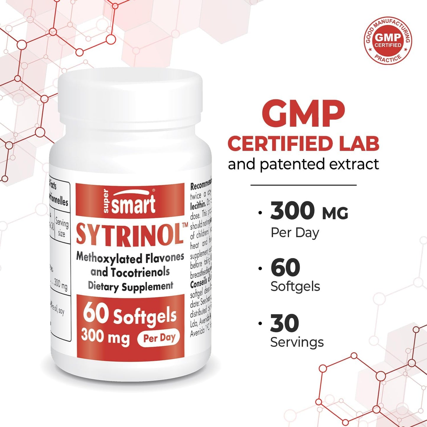 High Absorption Sytrinol Supplement with Citrus Bioflavonoids & Tocotrienols - 300mg Palm Fruit Extract Softgels (Gluten Free)