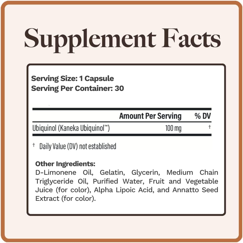 High Absorption Ubiquinol CoQ-10 (Kaneka®) Softgels - 100mg for Heart Health & Energy - Made in USA