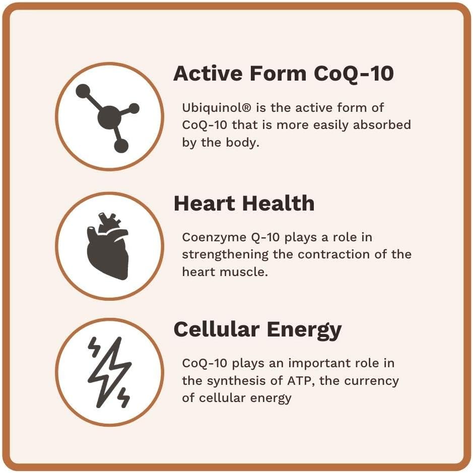 High Absorption Ubiquinol CoQ-10 (Kaneka®) Softgels - 100mg for Heart Health & Energy - Made in USA