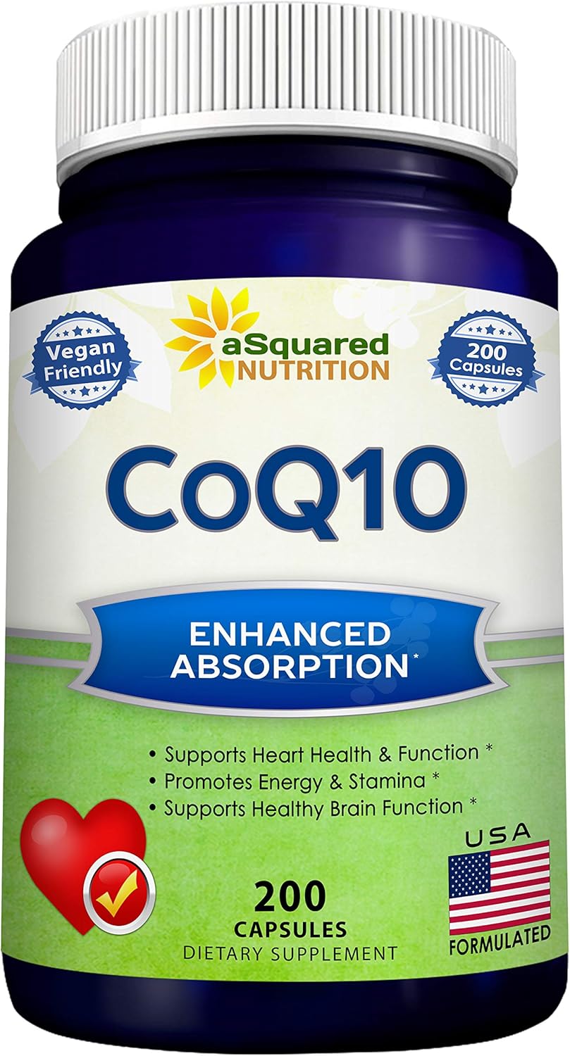 High Absorption Vegan CoQ10 400mg Supplement - 200 Capsules - Ubiquinone Coenzyme Q10 Pills - Extra Antioxidant Enzyme Tablets