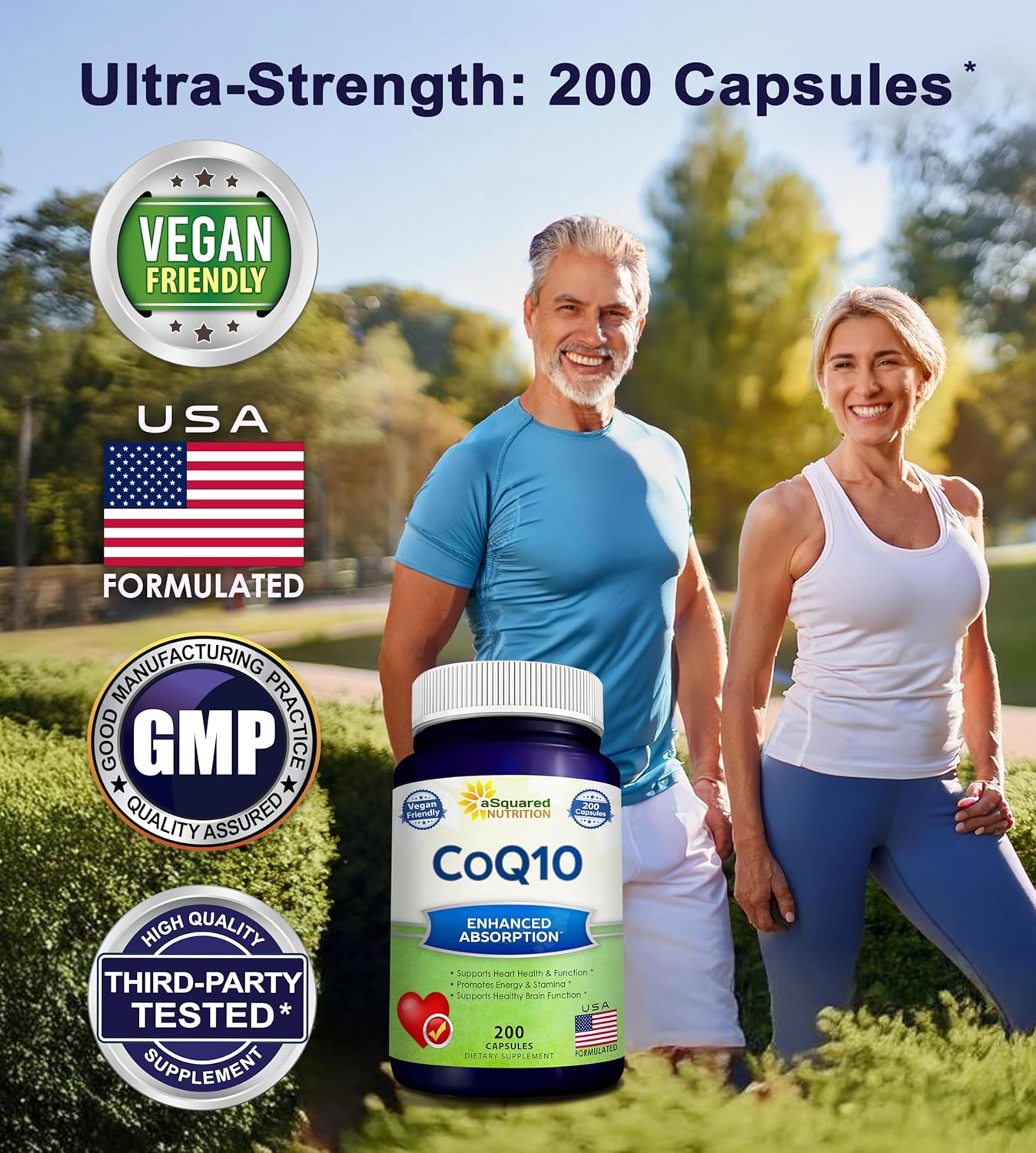 High Absorption Vegan CoQ10 400mg Supplement - 200 Capsules - Ubiquinone Coenzyme Q10 Pills - Extra Antioxidant Enzyme Tablets