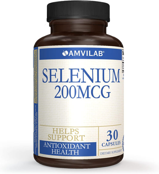 High Absorption Vegan Selenium Supplement for Healthy Immune & Thyroid Function | 200mcg Antioxidant Support | Non-GMO | 30ct