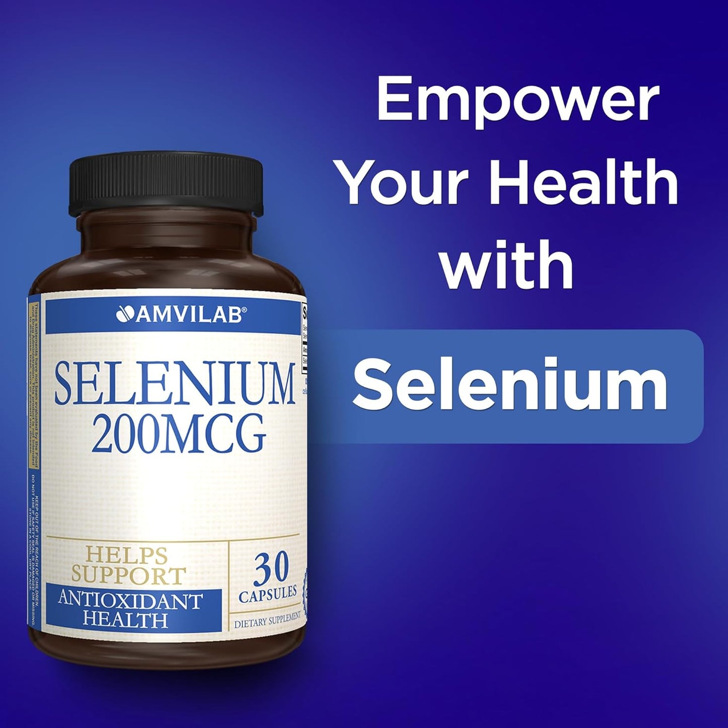 High Absorption Vegan Selenium Supplement for Healthy Immune & Thyroid Function | 200mcg Antioxidant Support | Non-GMO | 30ct