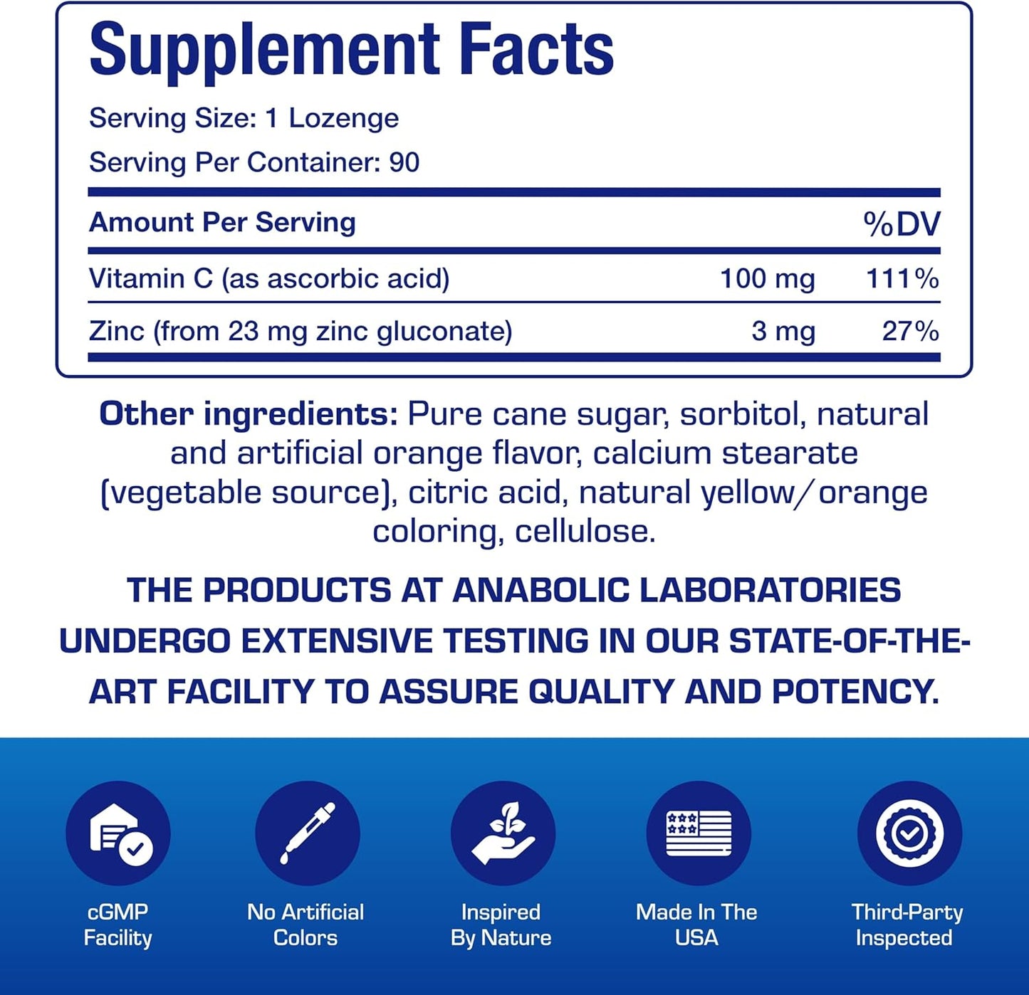 High Absorption Zinc and Vitamin C Lozenges for Daily Immune Support - Tasty Orange Flavored Supplement with 90 Count - Seasonal Wellness for Adults